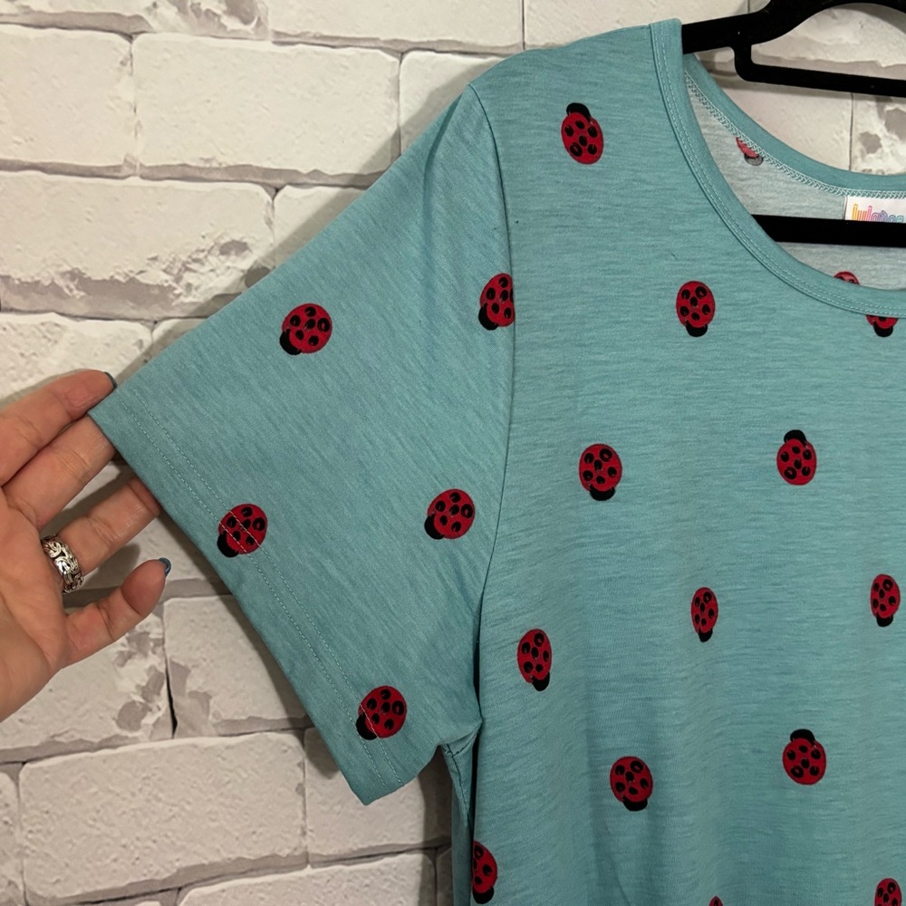 LuLaRoe Blue A-Line Carly Midi Dress Short Sleeve Casual - Picture 3 of 5